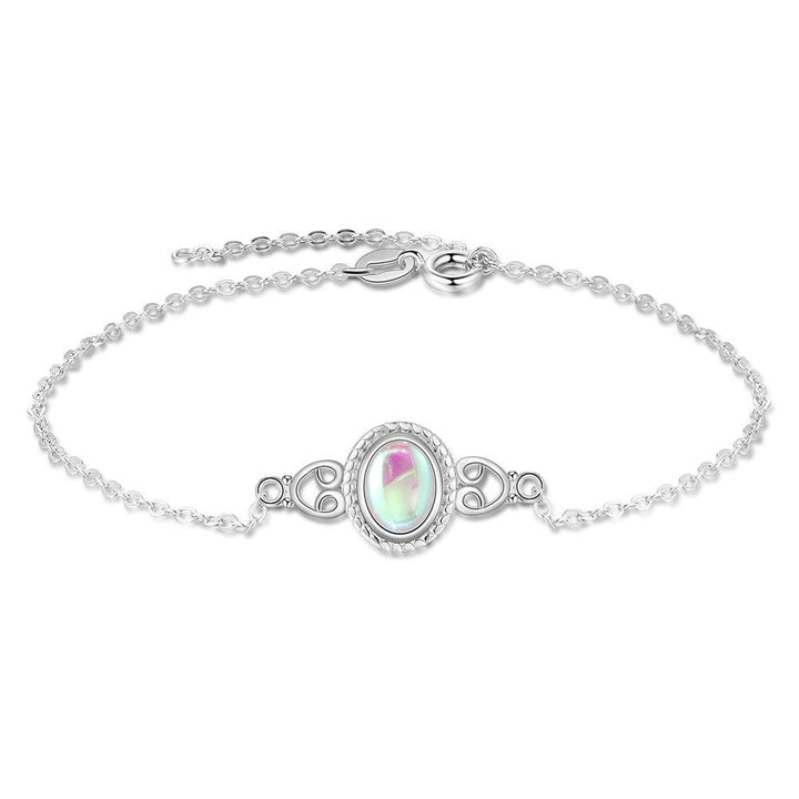 S925 Silver Bracelet Oval Moon Stone - Mamofa Global Store