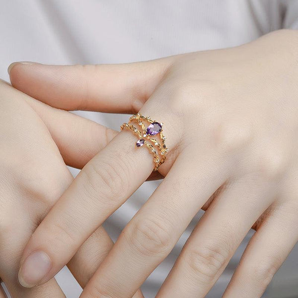 Women's S925 Sterling Silver Vintage Amethyst Ring - Mamofa Global Store