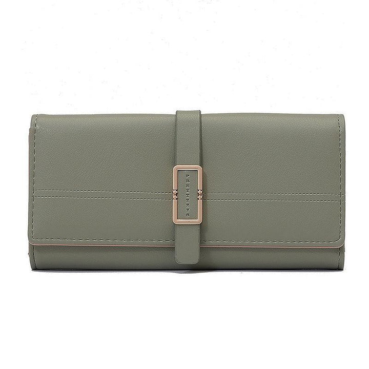 Long Metal Buckle Simple Tri-fold Clutch - Mamofa Global Store