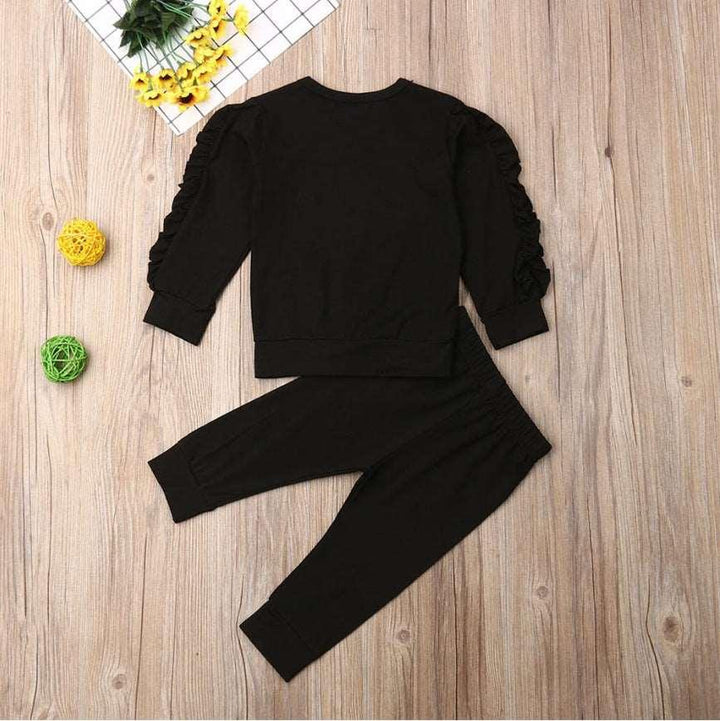 Newborn Baby Boys Girls Ruffles Jumper Solid Long Sleeve Sweatshirt Tops Pants Infant Kids 2Pcs Outfits Clothes Set Fall Clothes - Mamofa Global Store