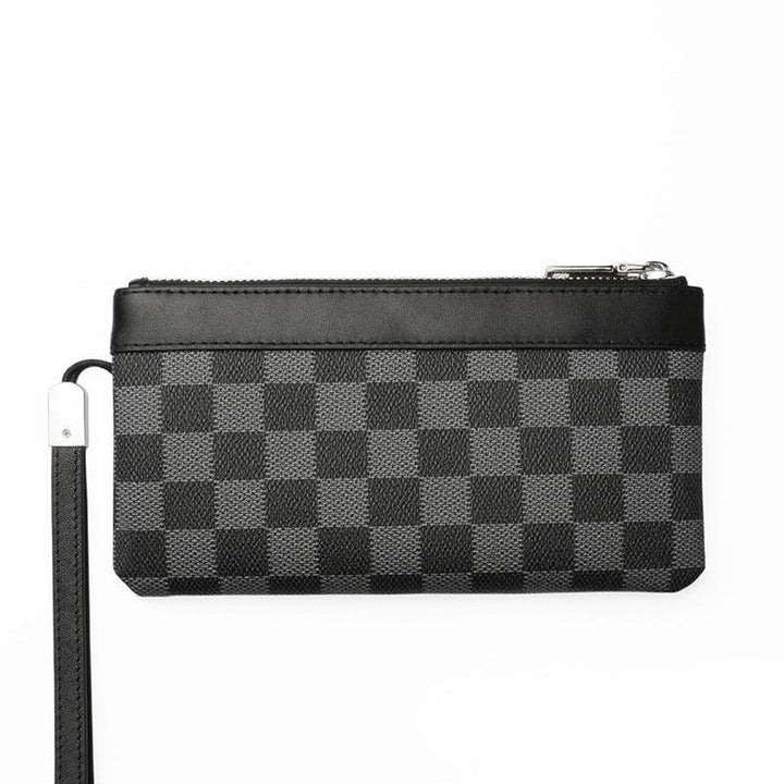 Men's Leather Plaid Clutch Top Layer Cowhide Wallet - Mamofa Global Store