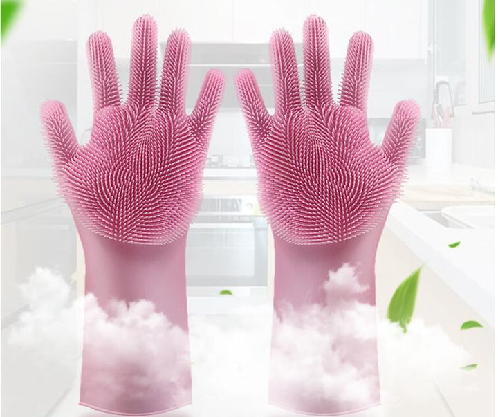 Silicone Heat-resistant Cleaning Brush Scrubbing Gloves - Mamofa Global Store