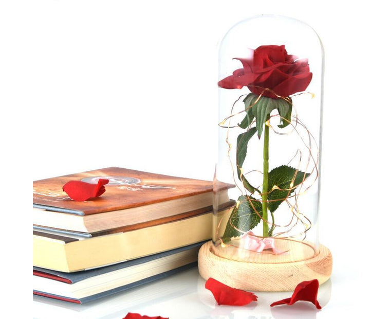 Mothers Day Gift Enchanted Forever Rose Flower In Glass LED Light Home Decoration - Mamofa Global Store