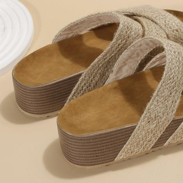 Woven Cross-strap Slippers Summer Platform Sandals - Mamofa Global Store