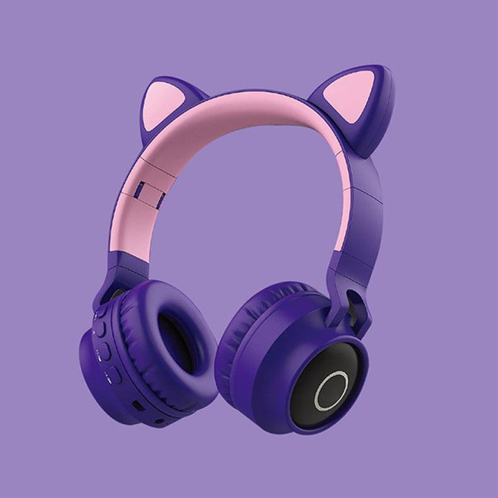 LED Light Cat Ear Headphones Wireless Bluetooth 5.0 Headset Portable Foldable Kids Headphone With Microphone Best Gift - Mamofa Global Store