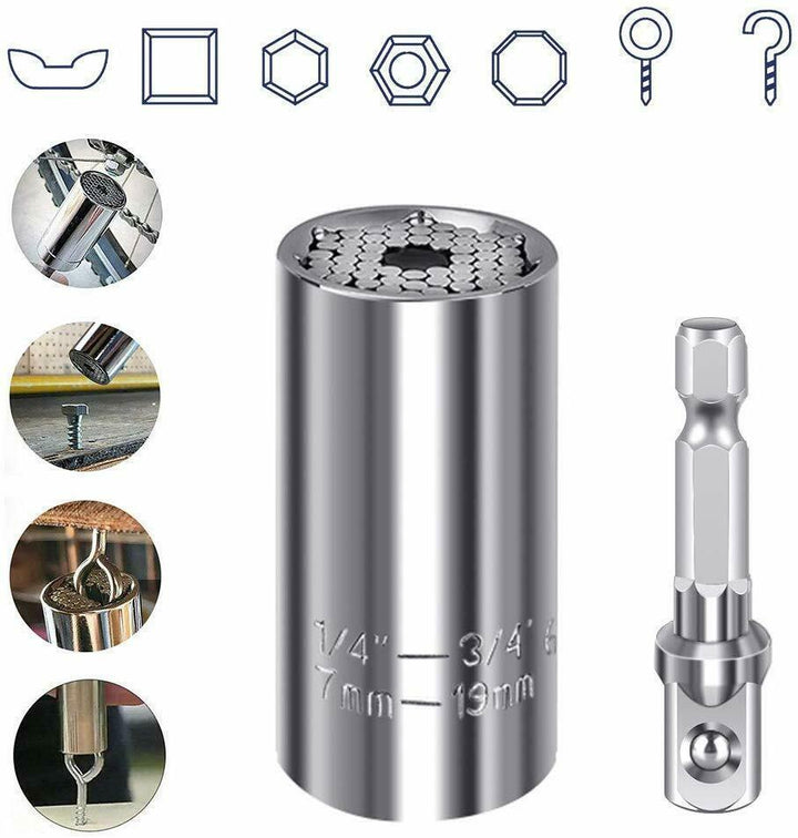 Universal Socket Wrench Alligator Magical Grip Multi Shapes Tool Drill Adapter - Mamofa Global Store