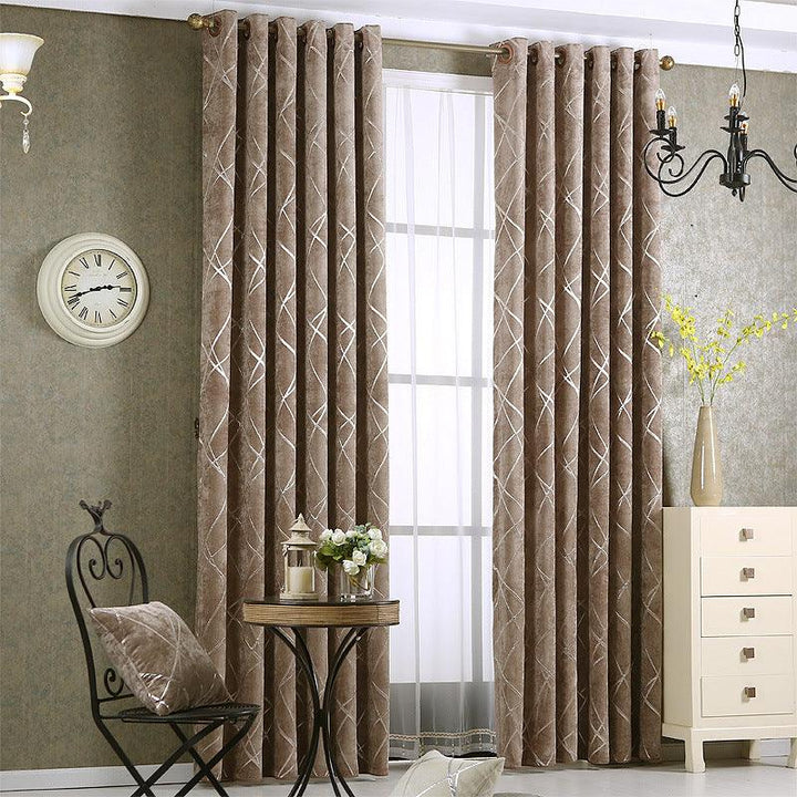 Solid Color Simple Modern Light Luxury Living Room Chenille Blackout Curtains - Mamofa Global Store