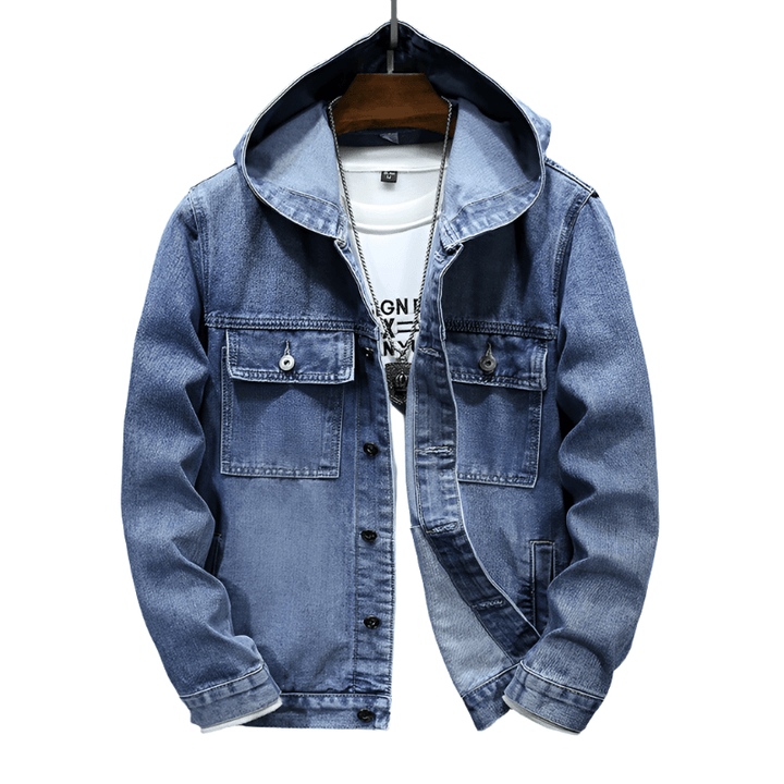 Hooded Denim Jacket Men's Spring - Mamofa Global Store