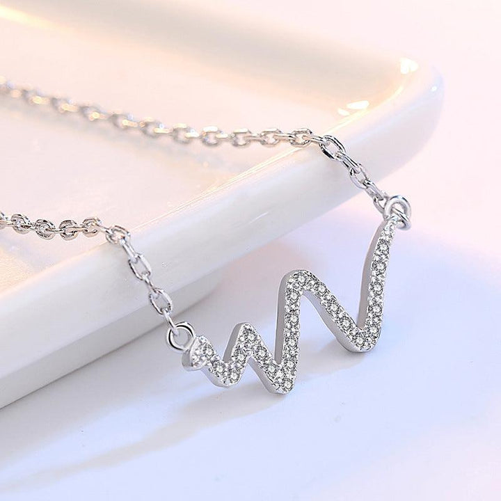 Silver Necklace Korean Lightning Necklace Female Simple ECG Decoding Short Necklace Clavicle Chain With Jewelry - Mamofa Global Store