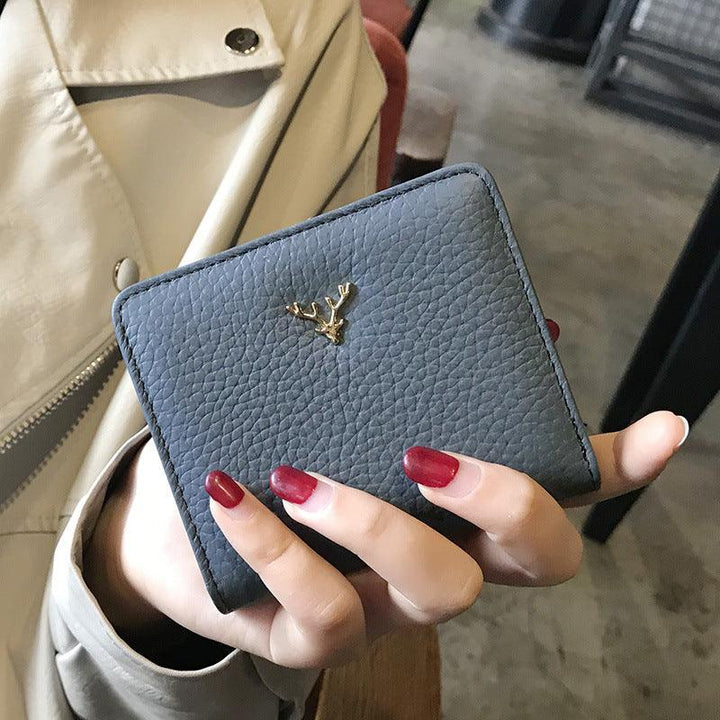 Leather Small Folding Women's Short Ultra-thin Mini Coin Purse Korean Fashion Wallet - Mamofa Global Store