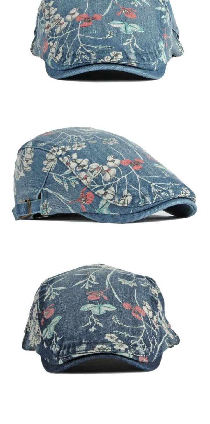 Denim Hat Advance Hats Flower Printed All-matching Peaked Cap - Mamofa Global Store