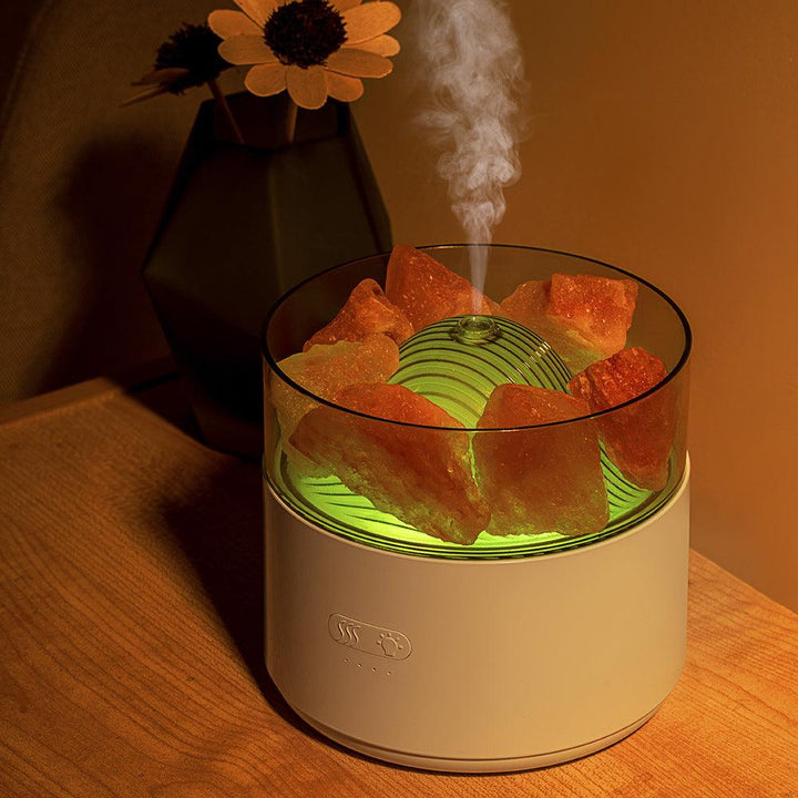 Cool-Mist Impeller Air Humidifier Crystal Salt Aroma Diffuser Incense Machine Fogger Essential Oil Lamp Difusor Ambient Light - Mamofa Global Store