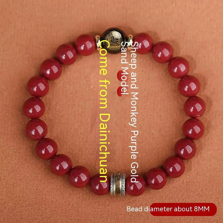 Cinnabar Bracelet Men's Purple Gold Sand Benming Buddha Bracelet - Mamofa Global Store