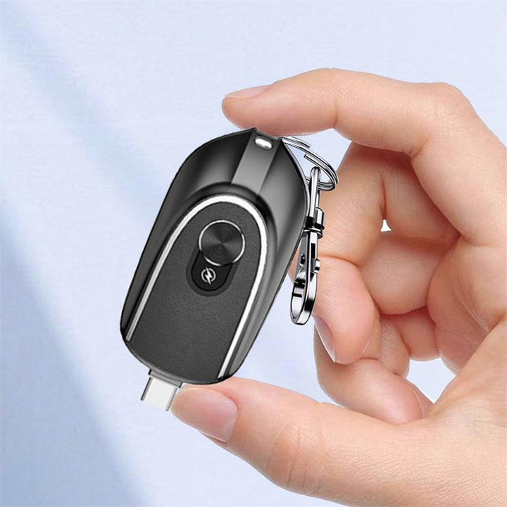 2 In 1 Mini Keychain Power Bank Keyring Hanging Buckle 2 Output Interfaces 5V 1200MAH Backup Power Bank Retractable Plug Waterproof Phone Charging Accessories - Mamofa Global Store