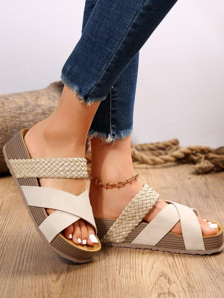 Woven Cross-strap Slippers Summer Platform Sandals - Mamofa Global Store