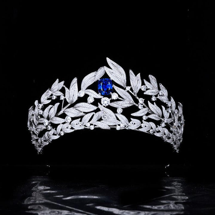 Sapphire Crown Copper Micro Inlay AAA Zircon Crown Wedding Headdress - Mamofa Global Store