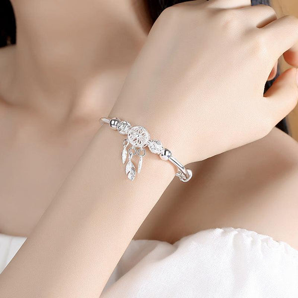 Dreamcatcher Silver Plated Bracelet Female Fashion Exquisite Adjustable Hollow - Mamofa Global Store