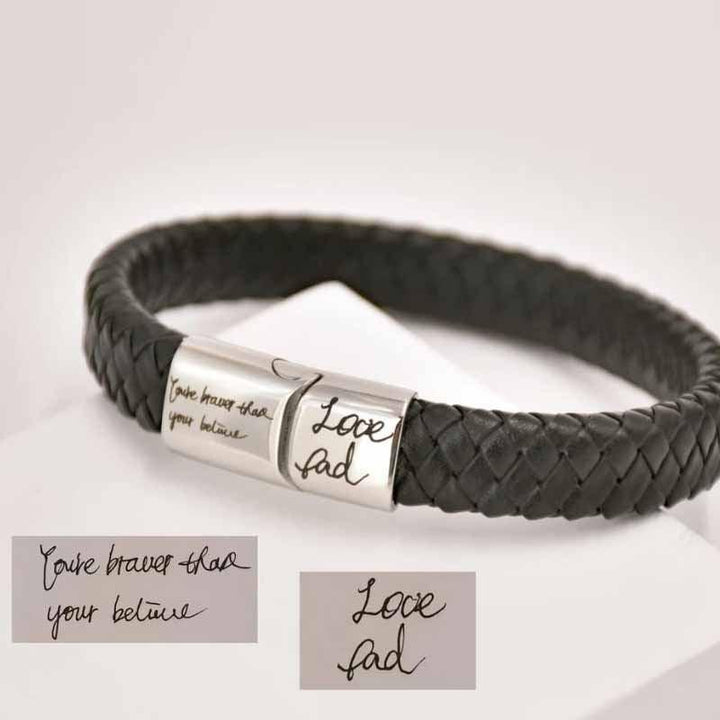 Woven Handmade Leather Bracelet With Men's Couple Name Inscription - Mamofa Global Store