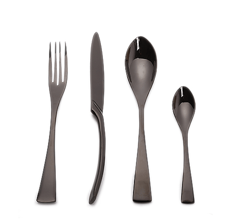 4PCS Set Black Stainless Steel Cutlery Korean Dinnerware Set Gifts Mirror Polishing Silverware Sets Scoop Knife and Fork Sets - Mamofa Global Store