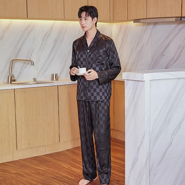 Men's Imitation Silk Spot Thin Pajamas Dad Home Service - Mamofa Global Store