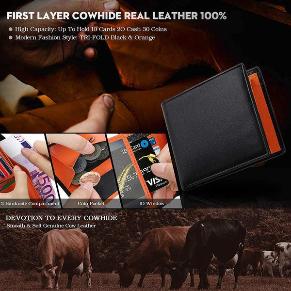 Men's Short Loose-leaf Wallet RFID Head Layer Cowhide - Mamofa Global Store