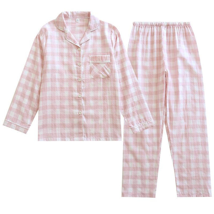 Couple's Cotton Long-sleeved Pajamas Spring And Autumn Large Size Thin Loungewear Suit - Mamofa Global Store