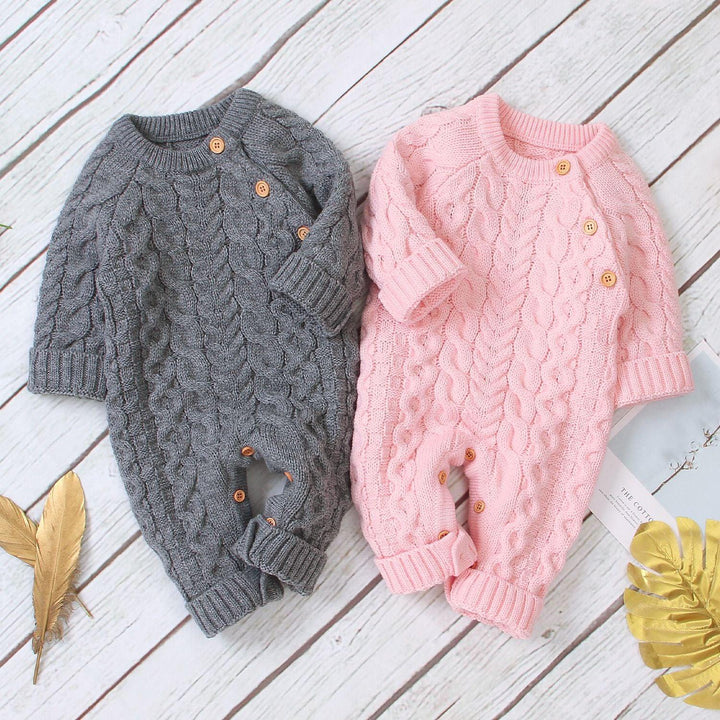 Knitted solid color baby jumpsuit - Mamofa Global Store