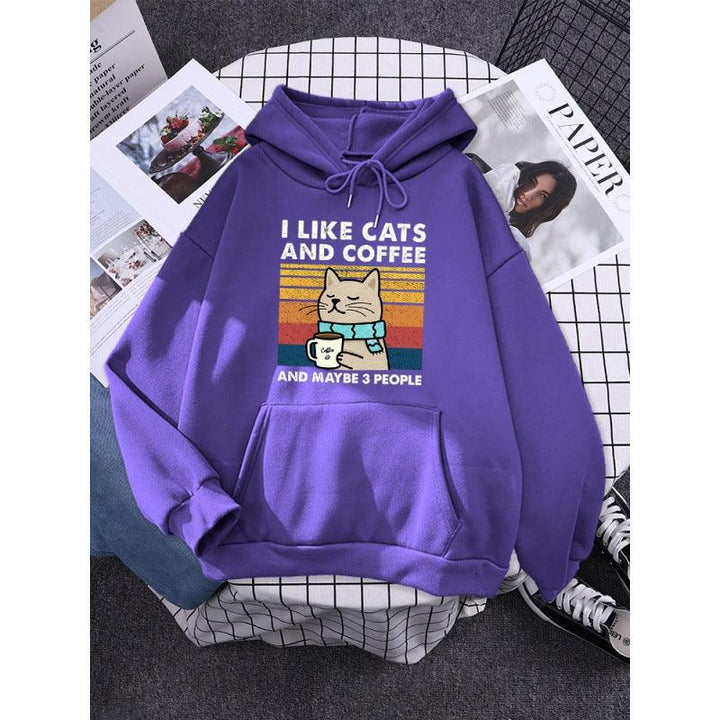 I Like Cats And Coffee Printed Women Hoody - Mamofa Global Store