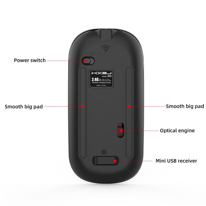 M60 Rechargeable Wireless Mouse Mute Mouse - Mamofa Global Store
