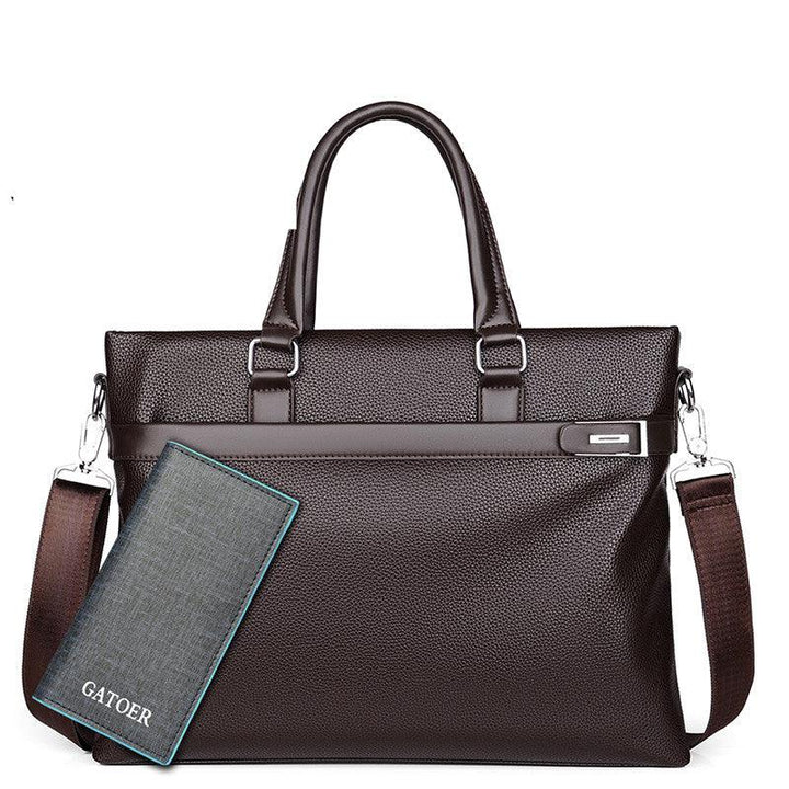 Large Capacity Business Handbag Men's Soft Leather Briefcase - Mamofa Global Store