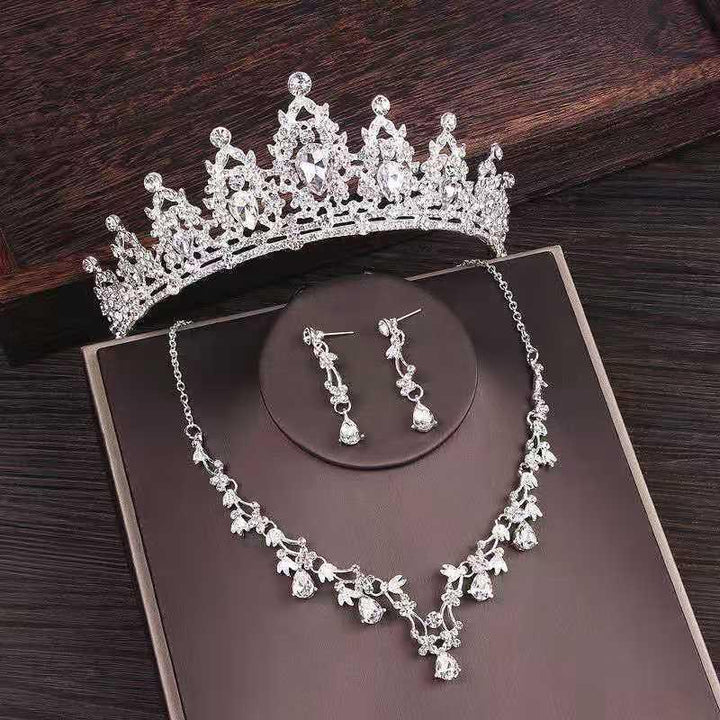 Bridal Rhinestone Crown Necklace Set Wedding Accessories - Mamofa Global Store