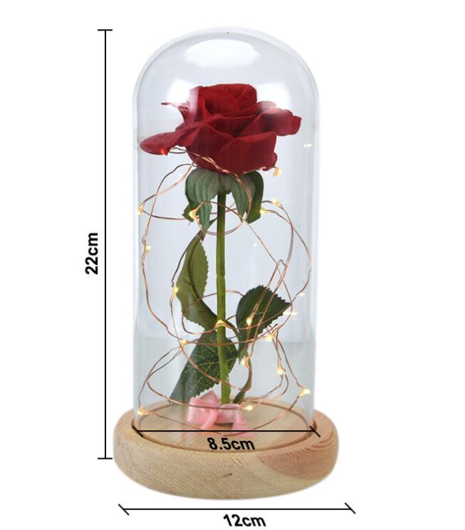 Mothers Day Gift Enchanted Forever Rose Flower In Glass LED Light Home Decoration - Mamofa Global Store