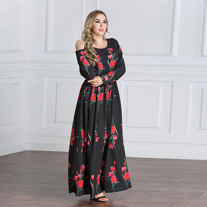 Rose Print Robe Dress - Mamofa Global Store