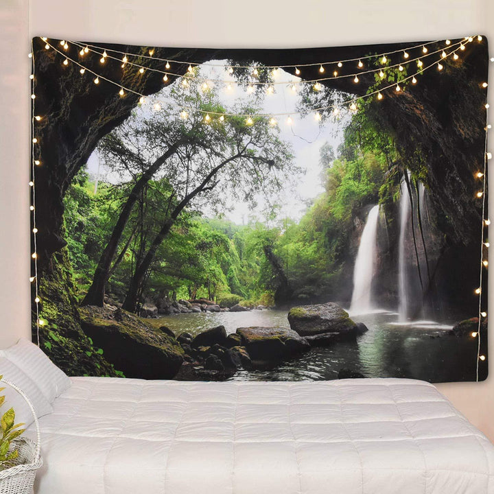 Beautiful Cave Waterfall Print Wall Hippie Tapestry Polyester Fabric Home Decor Wall Hanging Rug Carpets Waterfall - Mamofa Global Store