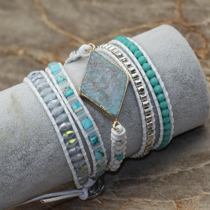 Diamond Woven White Leather Bohemian Creative Multi-layer Jewelry - Mamofa Global Store