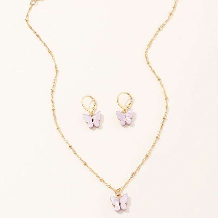 Creative Fashion Resin Butterfly Necklace And Earring Set - Mamofa Global Store