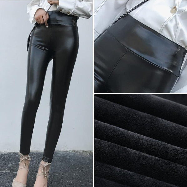 Leather Pants Women's Thick Large Size High Waist PU Leather Leggings - Mamofa Global Store