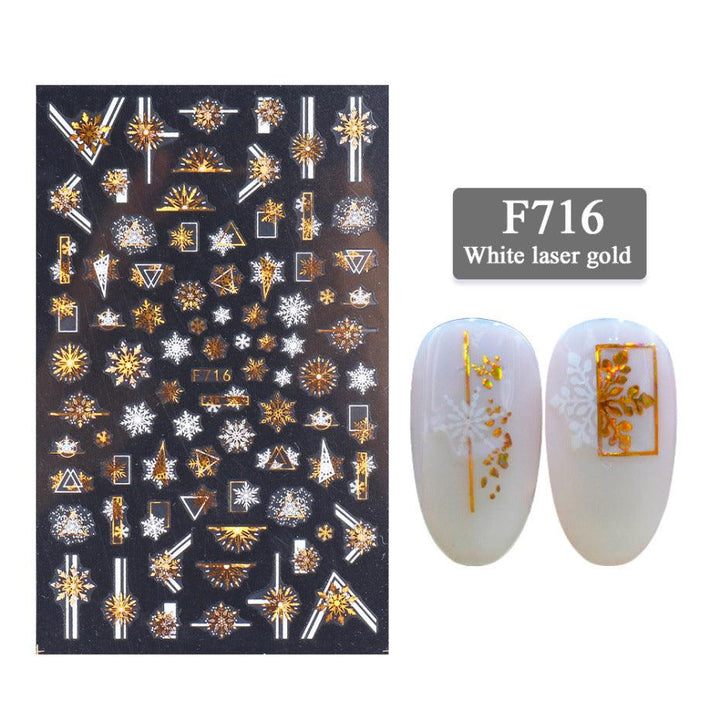 New Nail Stickers 3D Series Two-color Golden Laser Snowflake Thin Stickers Nail Art Design Nail Art Stickers - Mamofa Global Store