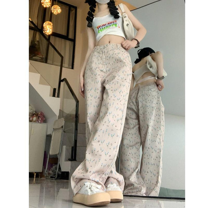 Hong Kong Style Floral Jeans For Women - Mamofa Global Store