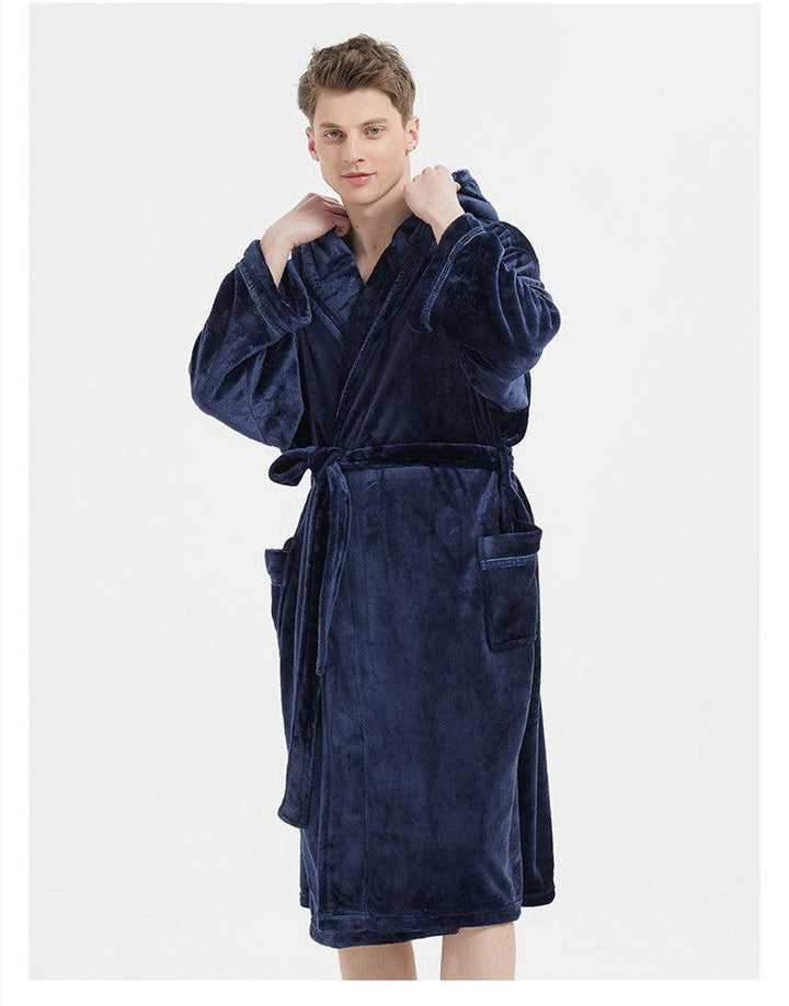 Fashion Navy Flannel Nightgown For Men - Mamofa Global Store