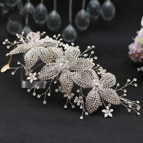 Flower Rhinestone Hair Accessories Bridal Wedding Hair Band - Mamofa Global Store