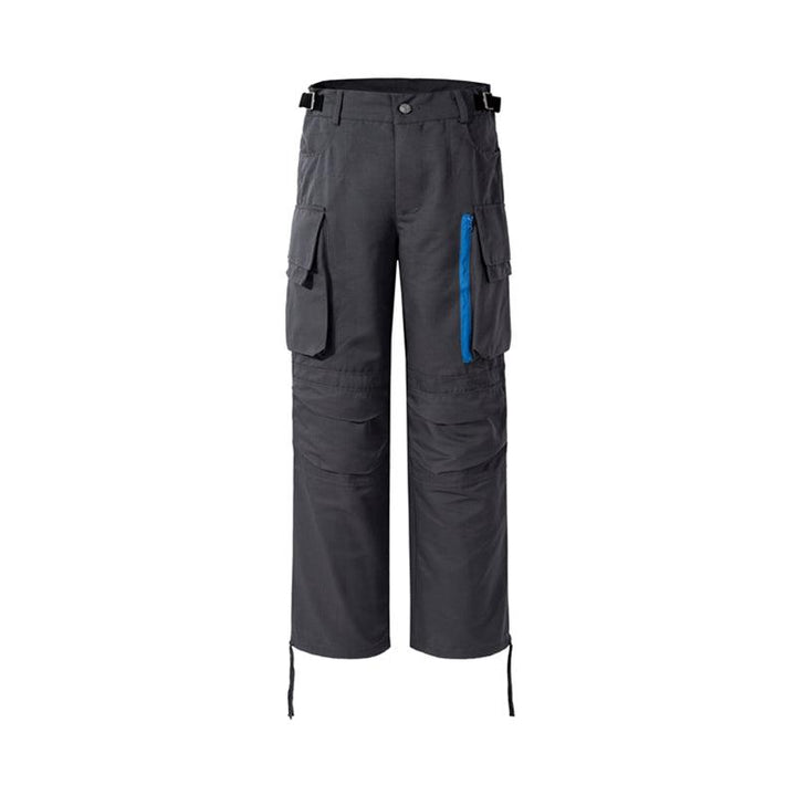 Multi-pocket Contrast Zip Casual Baggy Pants - Mamofa Global Store