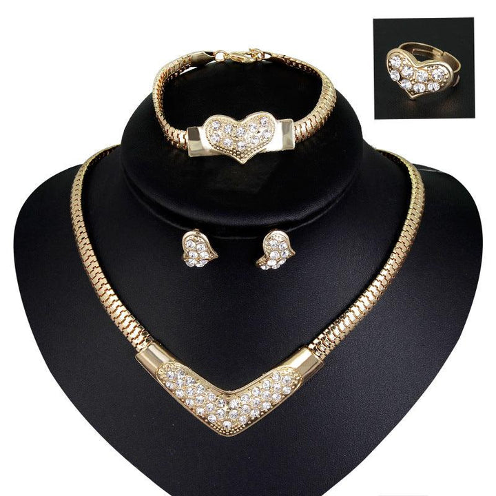 New European and American necklaces, earrings, hand ornaments, four sets of bridal wedding party jewelry manufacturers direct sales - Mamofa Global Store