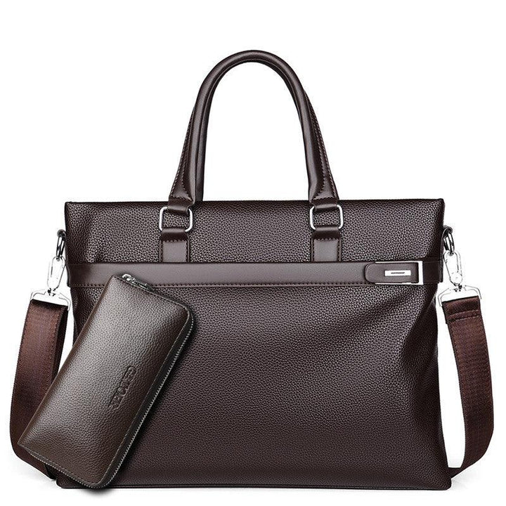 Large Capacity Business Handbag Men's Soft Leather Briefcase - Mamofa Global Store