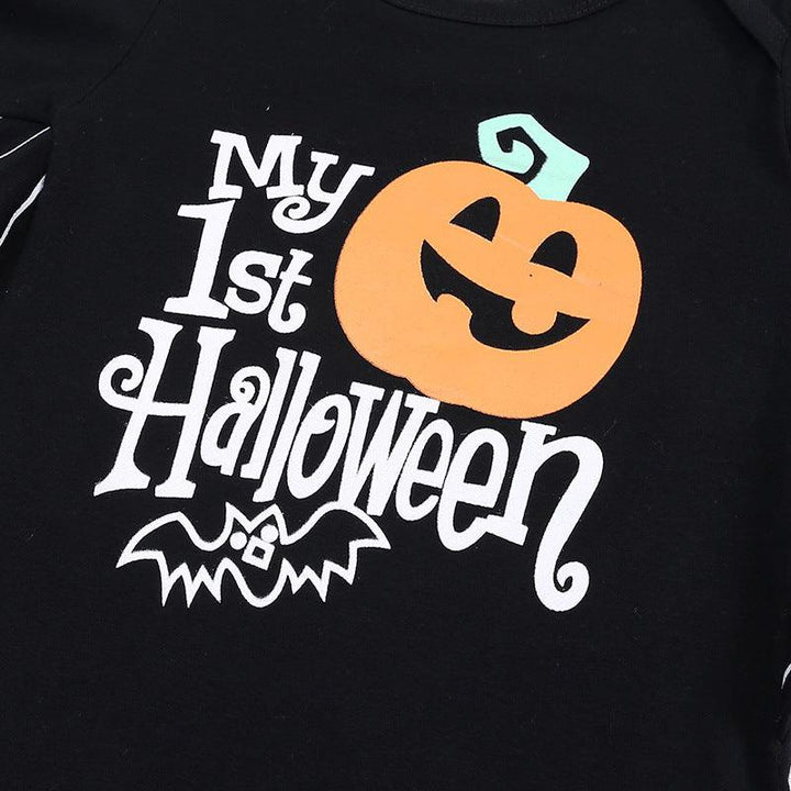 New Baby Halloween Long-sleeved Jumpsuit Pumpkin Letter Halloween Baby Jumpsuits Triangle Rompers - Mamofa Global Store