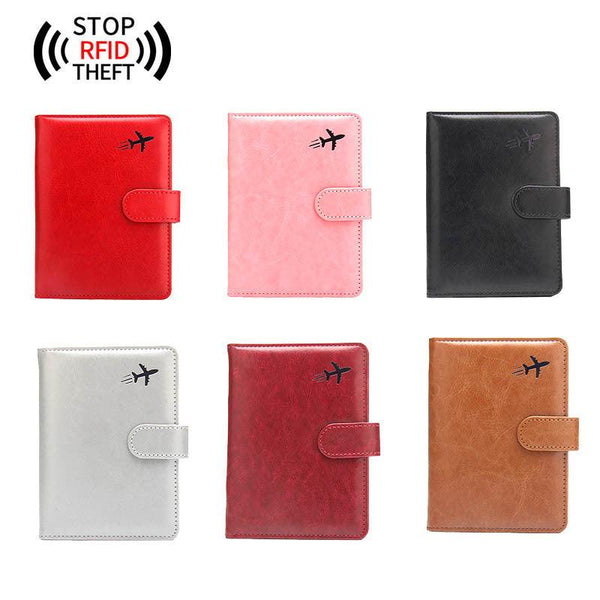 Anti-theft Swipe Passport Leather Ticket Clip Buckle Multi-card Flight - Mamofa Global Store