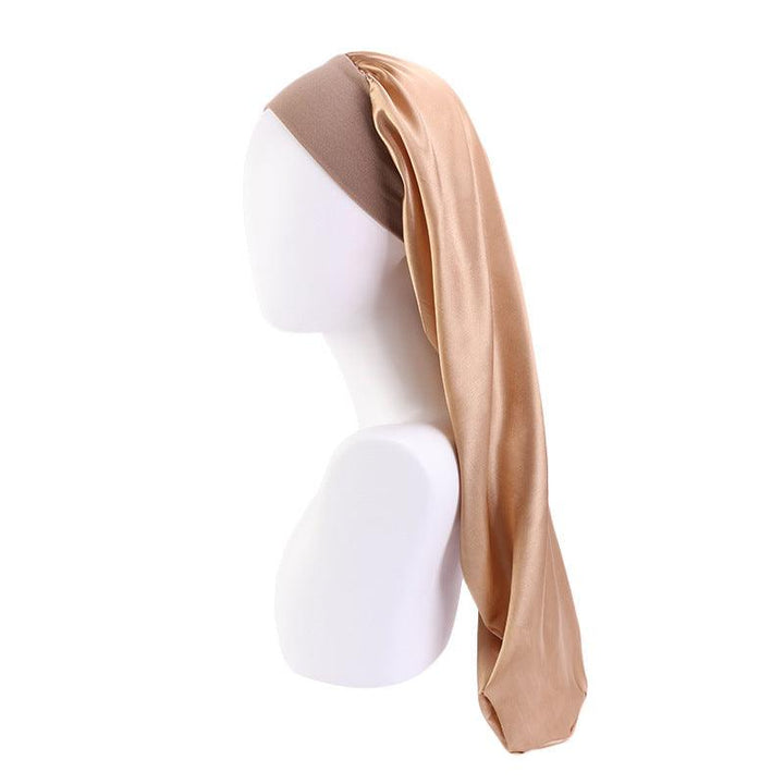 Women's Elastic Wide-brimmed Satin Long Tube Nightcap - Mamofa Global Store