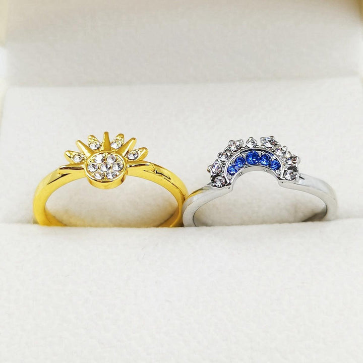 Sun And Moon Rings Couple Rhinestones Ring For Love Valentine's Day Jewelry - Mamofa Global Store