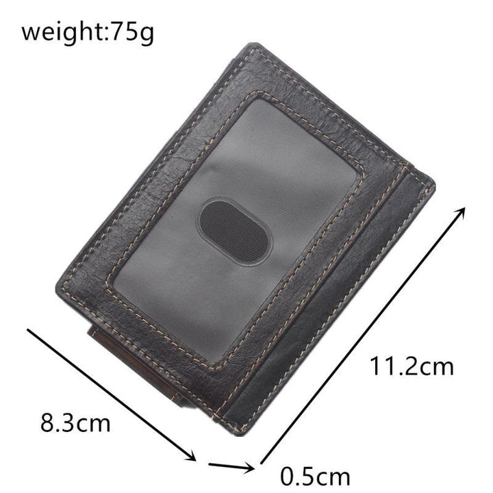 Ultra-thin Anti-magnetic RFID Oil Wax Leather Multifunctional Wallet - Mamofa Global Store