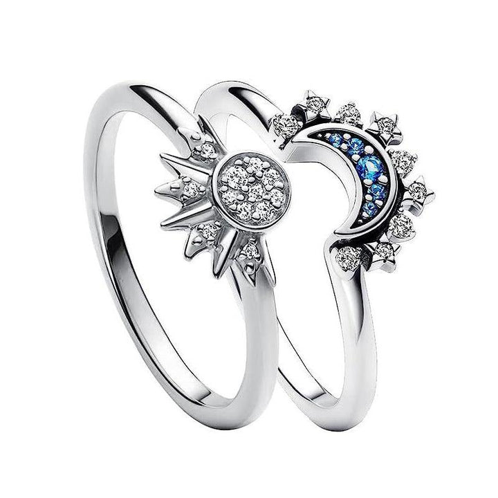 Sun And Moon Rings Couple Rhinestones Ring For Love Valentine's Day Jewelry - Mamofa Global Store